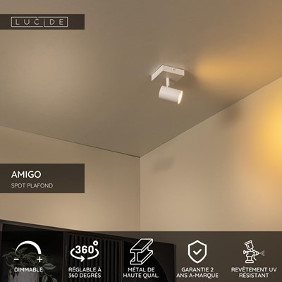 Lucide AMIGO - Spot plafond - 1xGU10 - Blanc